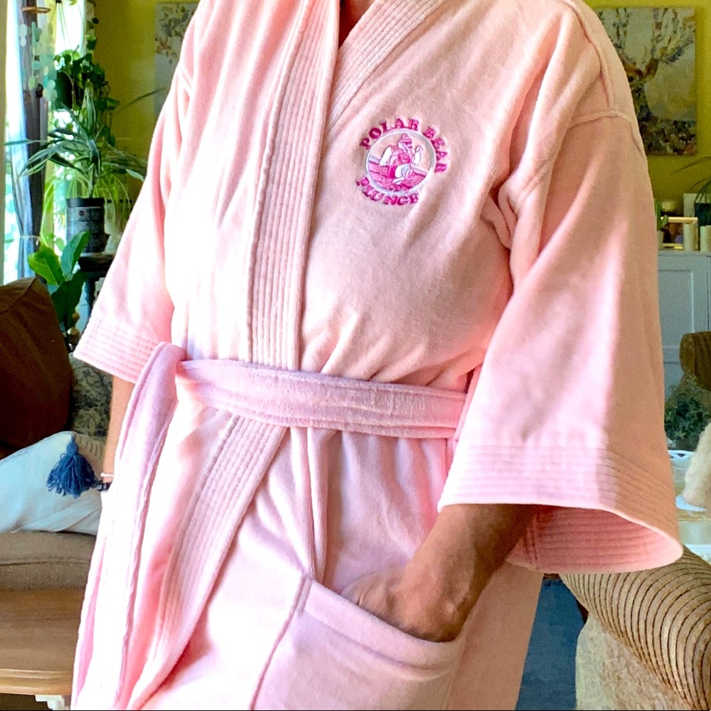 Terry Cloth Pink Bath Robe L XL 2xl nightgown Polar Bear Plunge